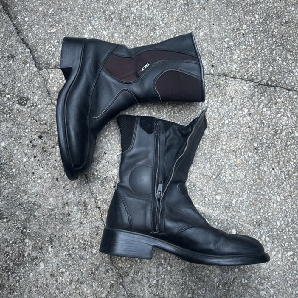 SIDI Lei Black Leather Motorcycle Riding Boots Mens 8.5 EU 41 Made in Italy